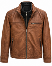 Regency Leather Jacket with Zip out Bib | Cognac