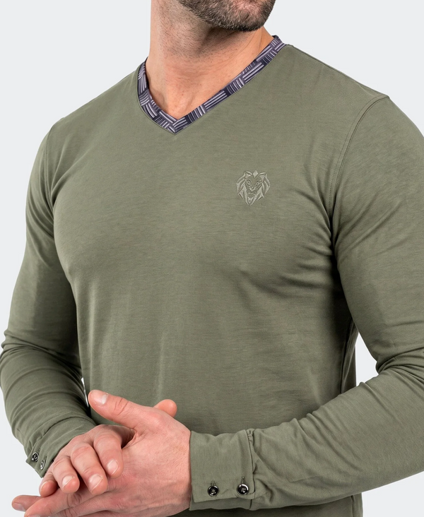 Maceoo Edison V-Neck LS Long Sleeve 004 | Green
