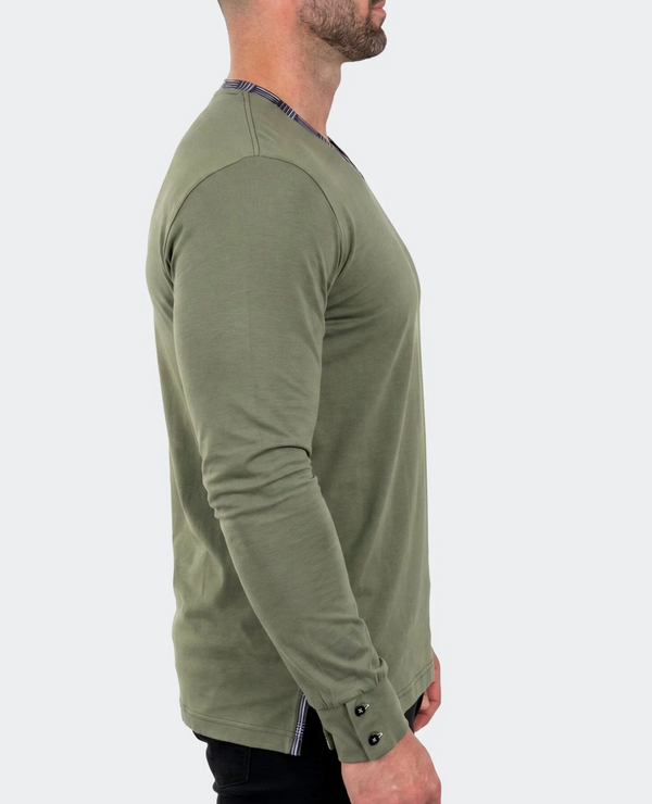 Maceoo Edison V-Neck LS Long Sleeve 004 | Green