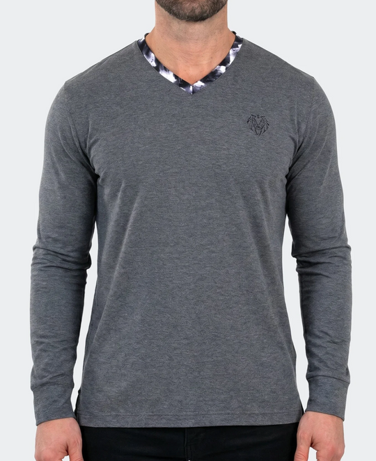 Maceoo Edison V-Neck LS Long Sleeve 007 | Grey