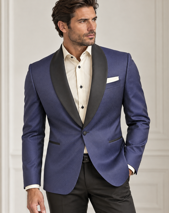 Jack Victor Shawl Collar Dinner Jacket in Blue