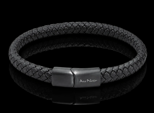 Au Noir Leather Bracelet Grit | Black