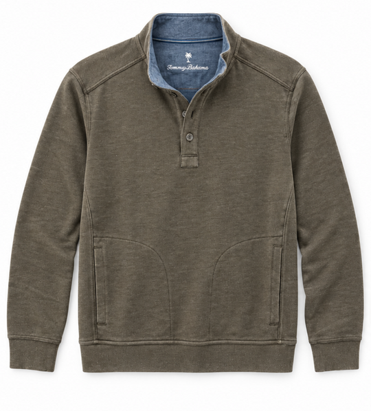 Tommy Bahama Cascade Fade Button Mock | Tapenade