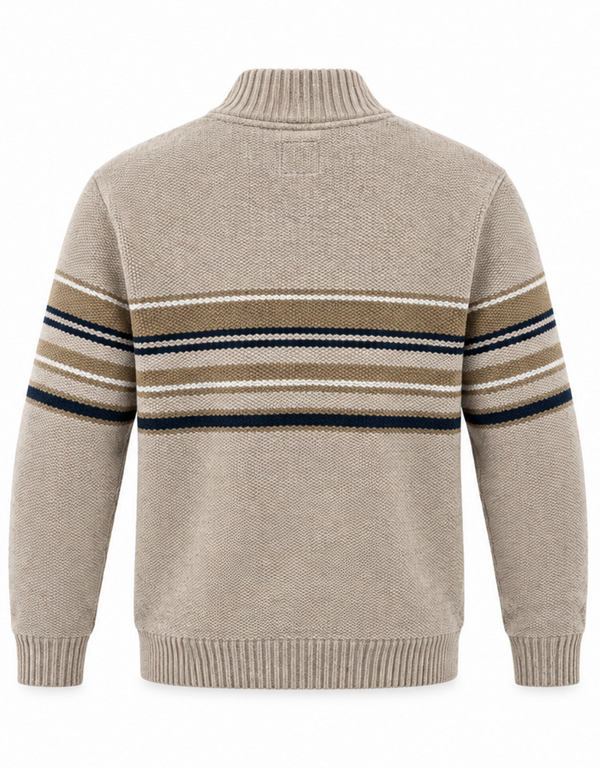Point Zero Zip Chenille Bonded Sweater | Stone