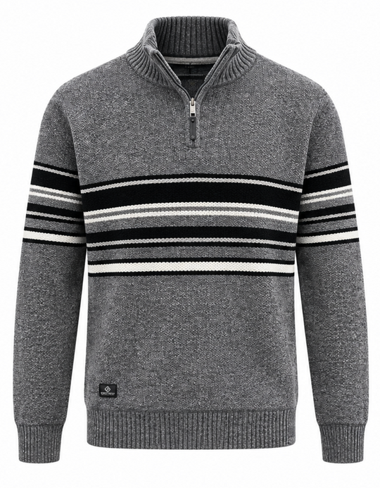 Point Zero Zip Chenille Bonded Sweater | Black