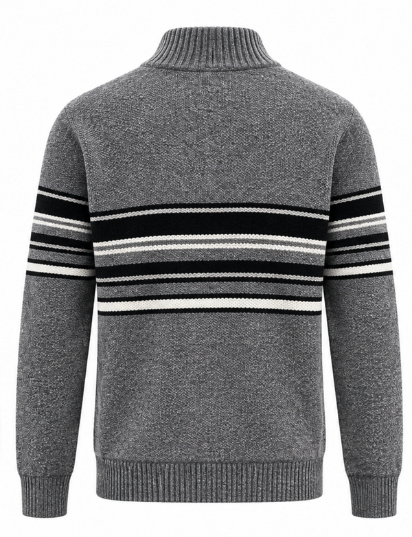 Point Zero Zip Chenille Bonded Sweater | Black