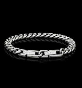 Au Noir Bracelet with Adjustable Clasp Cuban | Silver
