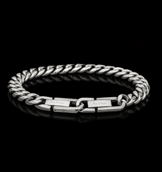Au Noir Bracelet with Adjustable Clasp Cuban | Silver