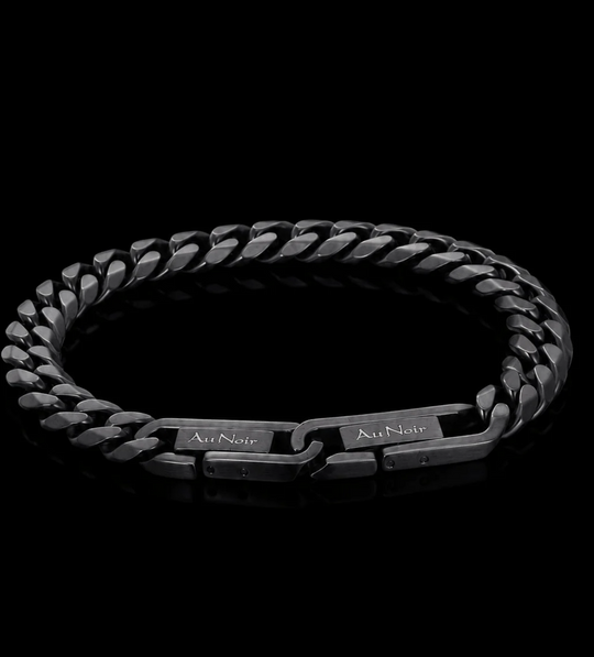 Au Noir Bracelet with Adjustable Clasp Cuban | Black