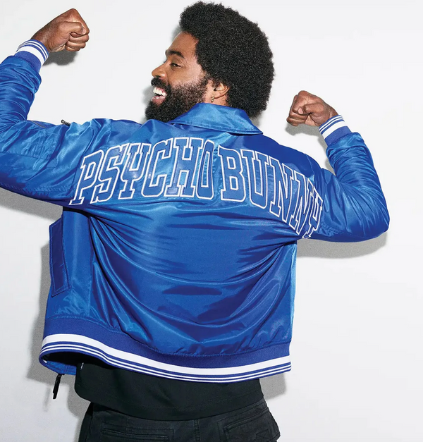Psycho Bunny  Men's Nathaniel Satin Coach Jacket | Blue