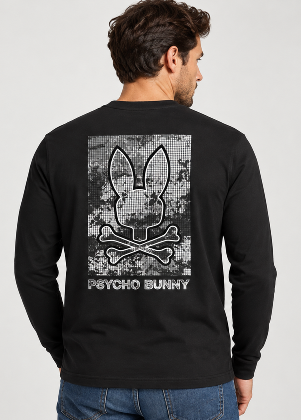 Psycho Bunny Alfie Graphic Tee Long Sleeve | Black