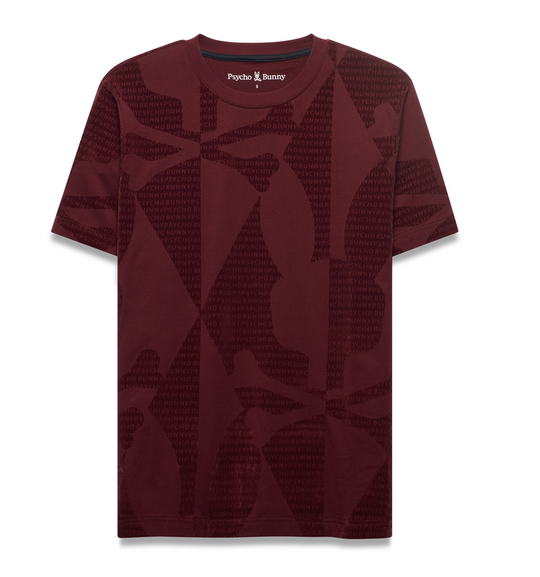 Psycho Bunny Men's Angus Flocked Tee | Burgandy