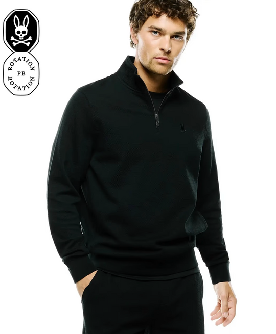 Psycho Bunny Men's Marc Quarter-Zip Sweatshirt | Black