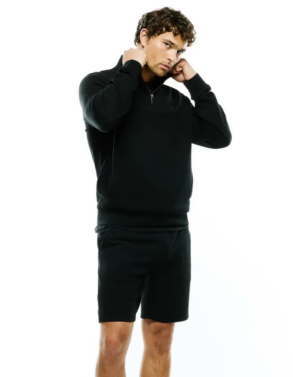 Psycho Bunny Men's Marc Quarter-Zip Sweatshirt | Black
