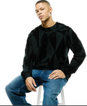 Psycho Bunny Men's Angus Flocked Oversized Crew | Black