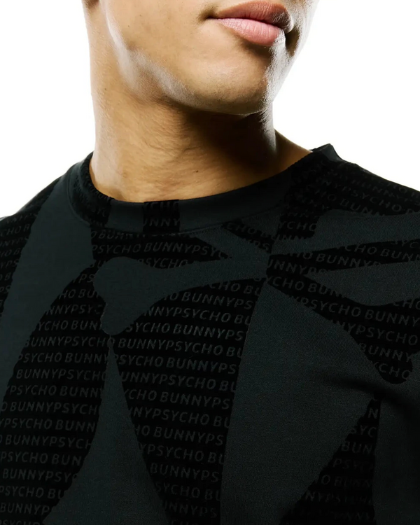 Psycho Bunny Men's Angus Flocked Oversized Crew | Black