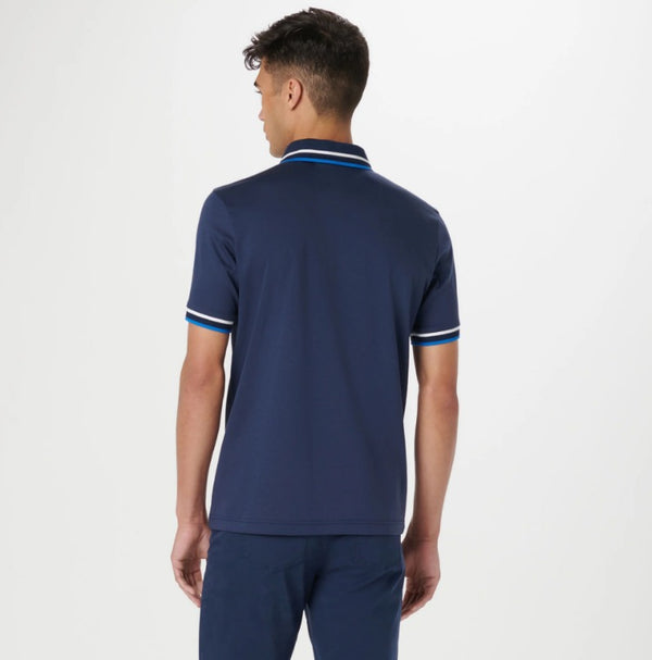 Bugatchi Tipped Solid Polo, Navy - Caswell's Fine Menswear