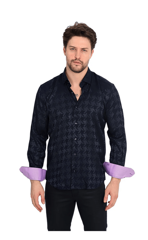 Mizumi Shirt Long Sleeve | Navy - Caswell's Fine Menswear