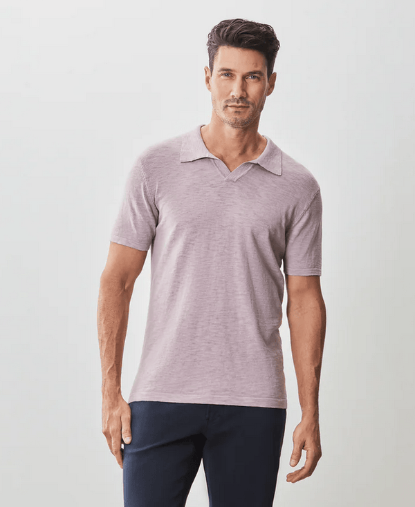 Robert Barakett South Shore Open Collar Sweater Polo | Coral - Caswell's Fine Menswear