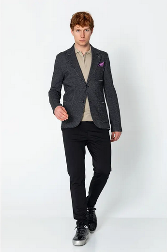 Ron Tomson Raw Edge Patch Pocket Knit Blazer | Black