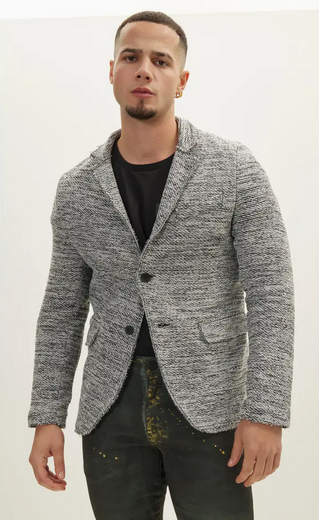 Ron Tomson Raw Edge Fitted Cardigan/Blazer | White Black