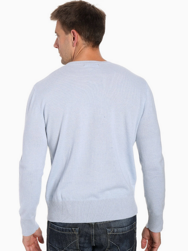 Zainuno Moizni Men's 100% Cashmere Crew Neck | Sky Blue