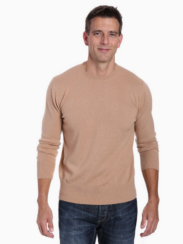 Zainuno Moizni Men's 100% Cashmere Crew Neck | Camel