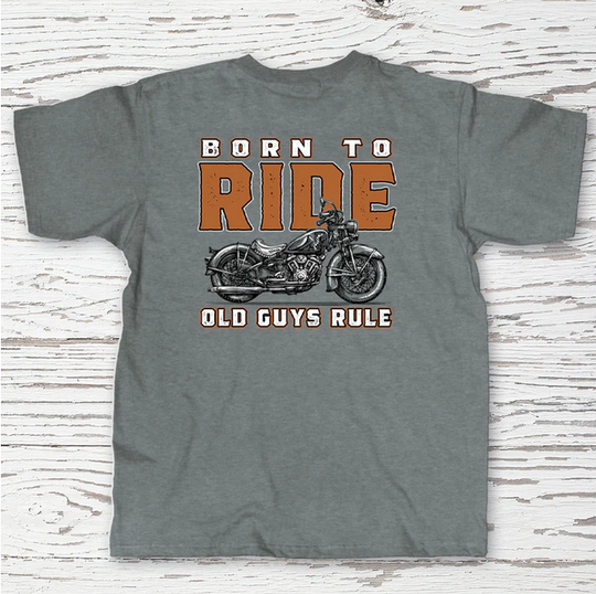 Old Guys Rule T-Shirt Born to Ride | Graphite Heather