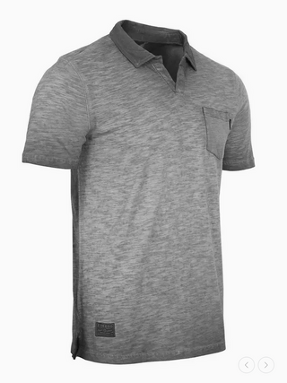 Zimego Vintage Garment Dyed Short Sleeve Polo Shirt | Charcoal