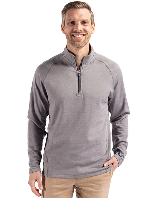 Cutter & Buck Peshastin Fleece Recycled Mens Half Zip Pullover | Grey Heather