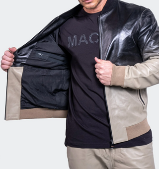 Maceoo Leather Jacket | Grey