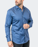 Maceoo Stretch Stamped Shirt01 Blue