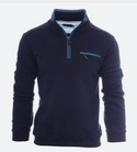 Ethnic Blue Half-Zip Sweater in Piqué Knit | Navy