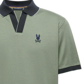 Psycho Bunny Men's Mackay Jacquard Johnny Collar Polo | Sea Spray