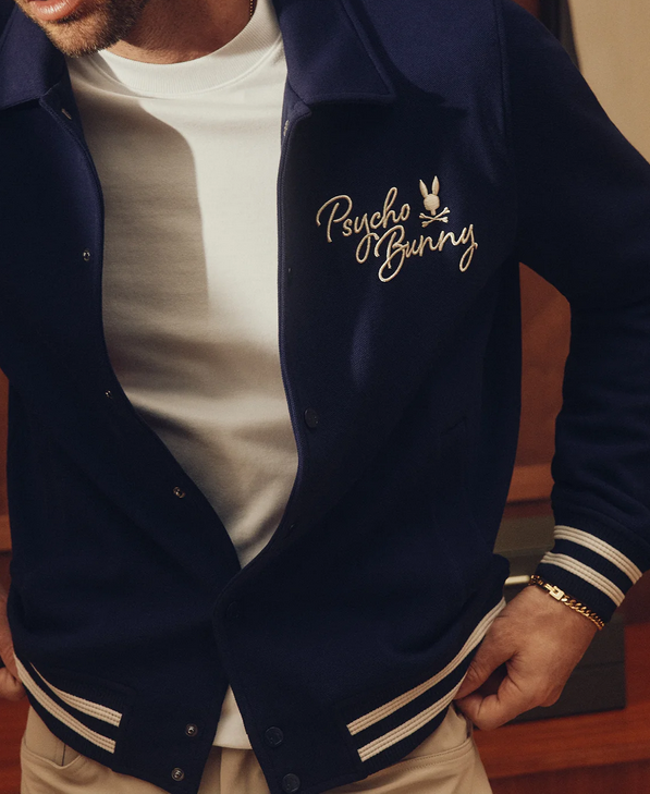 Psycho Bunny Men's Desert Coach Bomber Jacket | Evening Blue