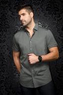 Au Noir Stretch Shirt Short Sleeves | DIVENERE, Olive