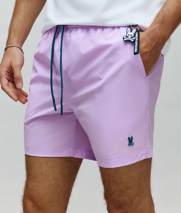 Psycho Bunny Mens Samos Hydrochromic Printed Swim Trunk | Lavendula