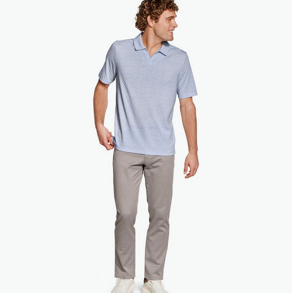 Johnston & Murphy - Polo à col en V - Sedona - Bleu clair