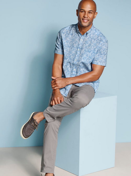 Johnston & Murphy Short Sleeve Shirt Hampton | Blue Ombre Grid