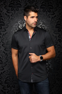 Au noir Stretch Short Sleeve Shirt | SONARAN, Black