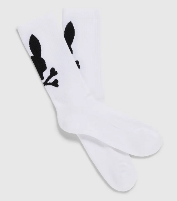 Psycho Bunny Mens 3 Pack Sport Sock | White