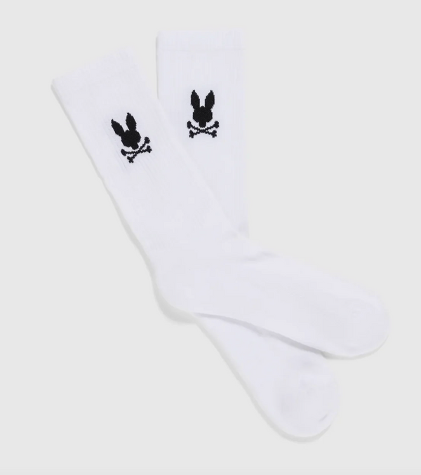 Psycho Bunny Mens 3 Pack Sport Sock | White