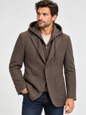 Paul Betenly Hybrid Hooded Blazer | Brown Mix