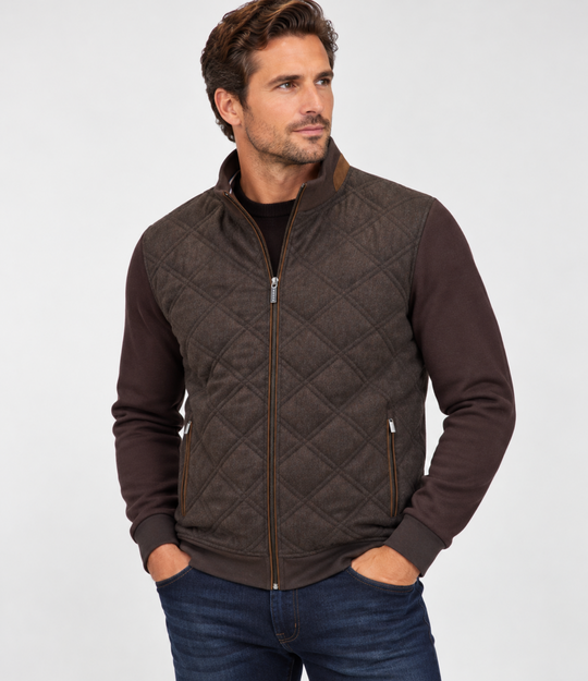 Bugatti Quilted Sweater Jacket | Brown