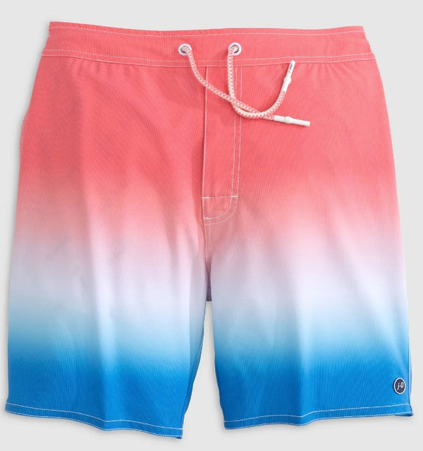 Johnnie-O Half Elastic 7" Surf Shorts, Malibu Red - Caswell's Fine Menswear