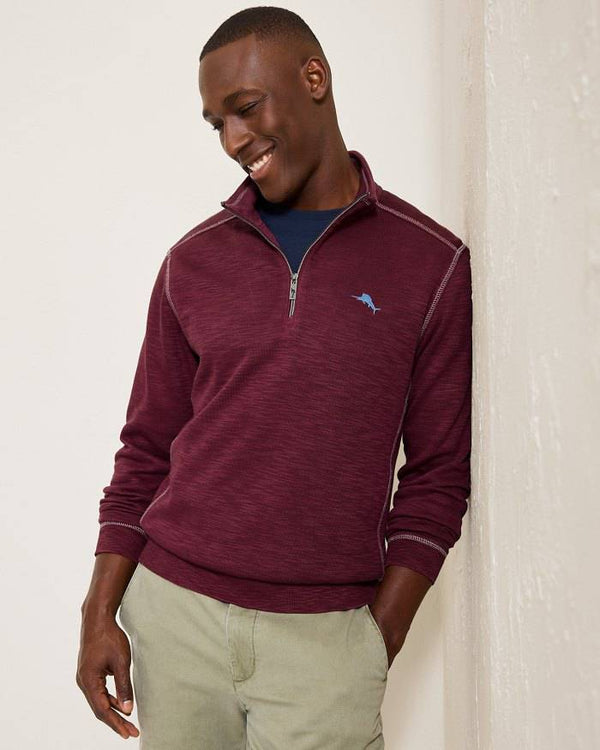 Tommy Bahama Tobago Bay Half-Zip Sweatshirt | Aged Claret - Caswell's Fine Menswear