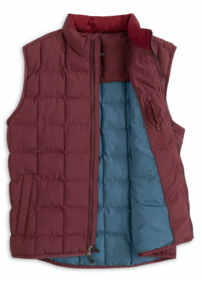 Johnnie-O Quilted Vest Enfield, Merlot - Caswell's Fine Menswear