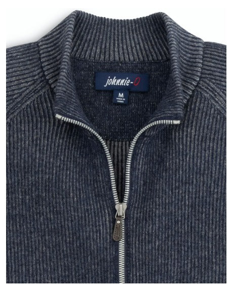 Johnnie-O Full Zip Sweater Hobson, Indigo - Caswell's Fine Menswear