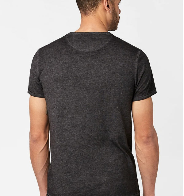 Buffalo Kasum Buttoned Henley Men's T-Shirt in Black - Caswell's Fine Menswear