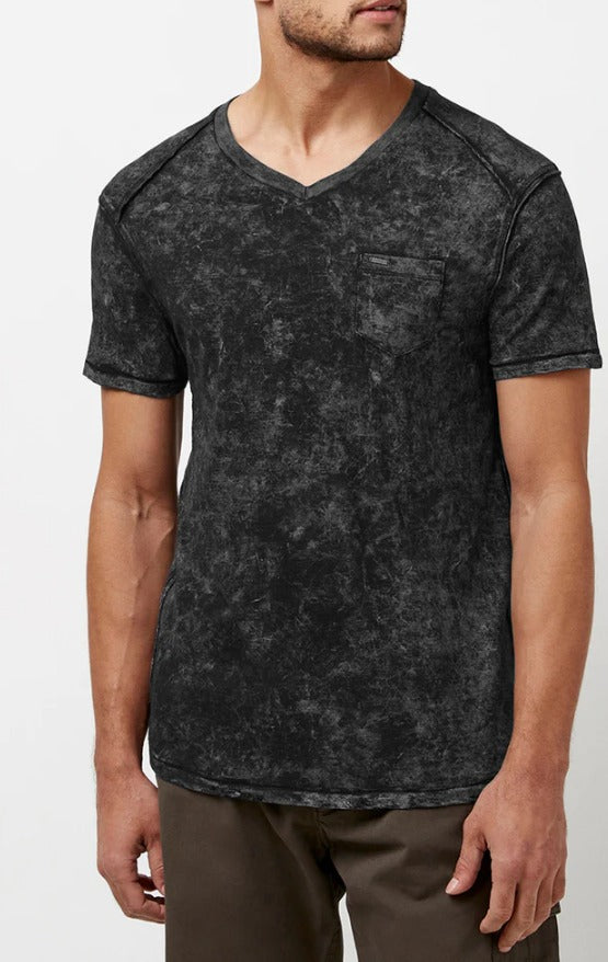Kamiz Acid Wash Pocket T-Shirt, Black - Caswell's Fine Menswear